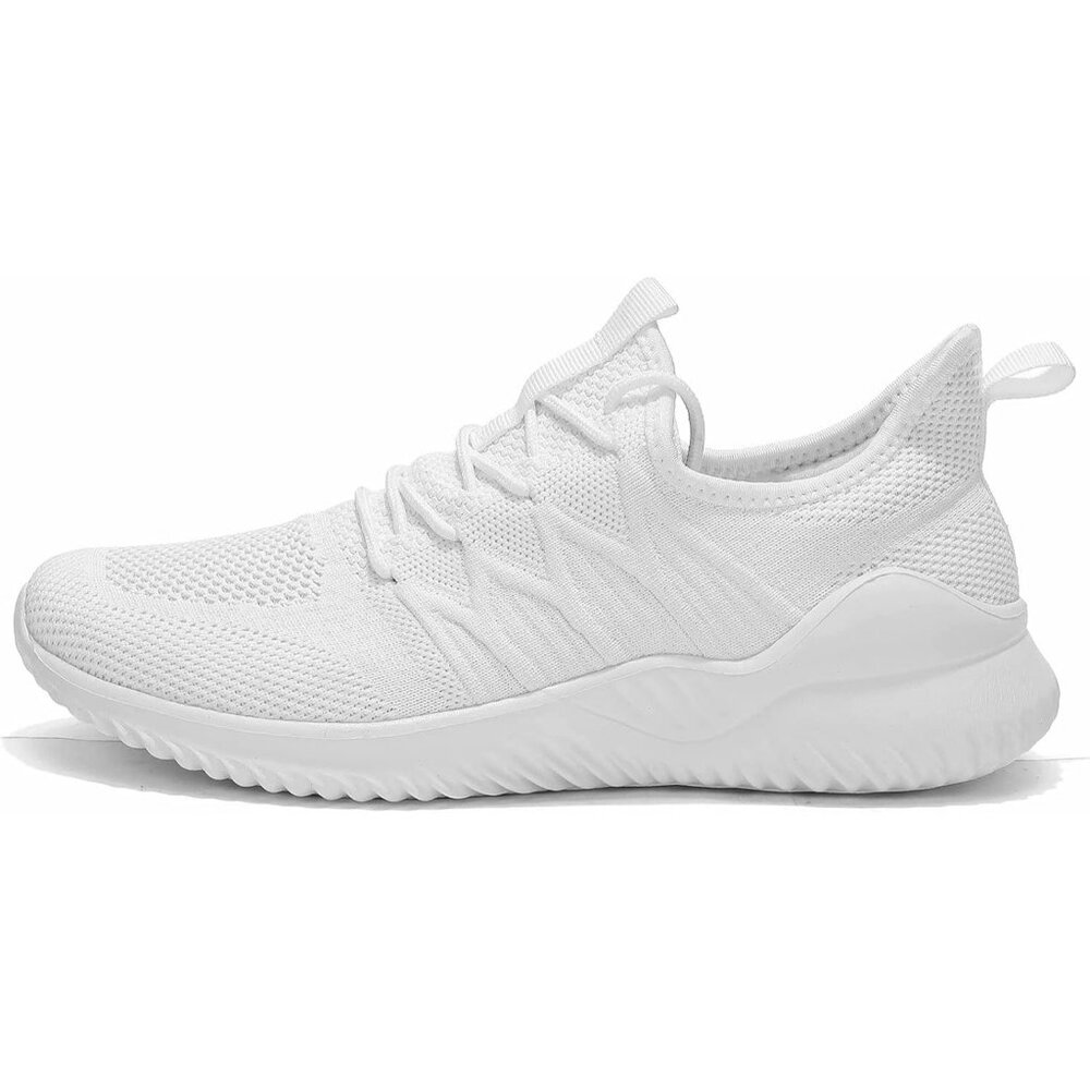 Men's Lightweight Casual All White Running Walking  Soft Sole Sneakers Shoes - Picture 2 of 7